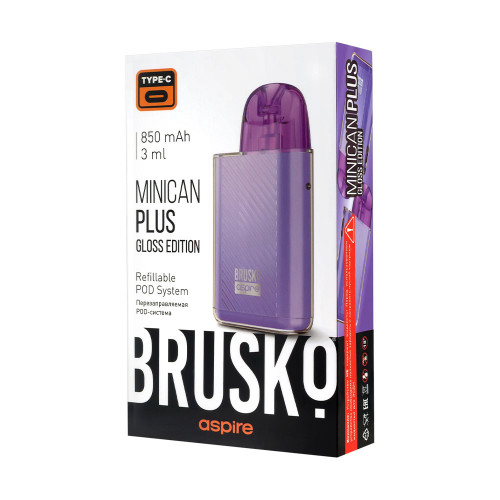 Перезаправляемая Под-Система Бруско Миникан Плюс Глосс эдишен (Brusko Minican Plus Gloss Edition) 850 mah, Лавандовый